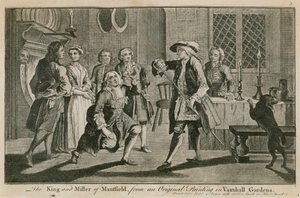 Król i młynarz z Mansfield z oryginalnego obrazu w Vauxhall Gardens w Londynie autorstwa English School