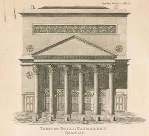 The Kings Theatre, Haymarket, Londyn, otwarty w 1821 r. autorstwa English School