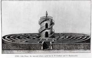 Labirynt Villa Pisani na Stra, wg ryciny Giovanniego Battisty Carboniego (1723-83) i N. Randonnette autorstwa English School
