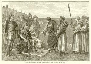 Lądowanie św. Augustyna w Kent, 597 r. autorstwa English School