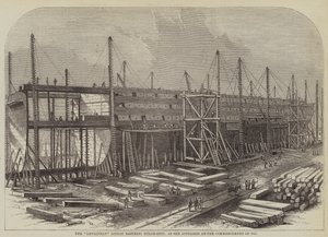 Statek parowy „Lewiatan” (Wielki Wschód) w postaci, w jakiej pojawił się na początku 1855 r. (rycina) autorstwa English School