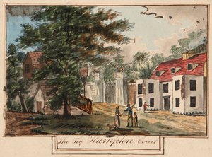 Brama Lwa i Królewskie Ramiona, ok. 1743 (akwarela na papierze) autorstwa English School