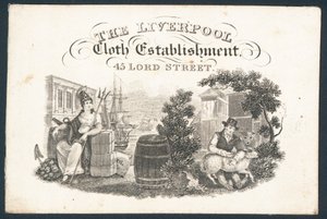 Liverpool Cloth Establishment, karta handlowa autorstwa English School