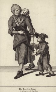 Londyński żebrak (grawerowanie) autorstwa English School