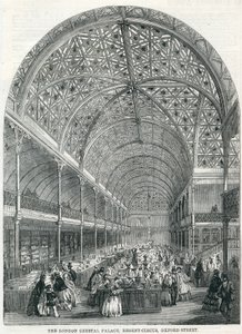 Londyński Crystal Palace, Regent Circus, Oxford Street, 1858 autorstwa English School