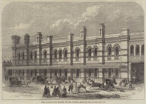 Stacja Ludgate-Hill London, Chatham i Dover Railway (grawerowanie) autorstwa English School