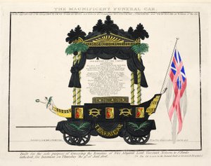 Wspaniały Wóz Pogrzebowy, wyd. 1806 (ręcznie kolorowane grawerowanie) autorstwa English School