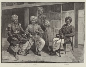 Ekspedycja Manipur, trzej więźniowie w rękach władz brytyjskich (rycina) autorstwa English School