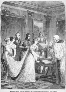Ślub księżniczki Charlotte Walii z księciem Leopoldem Saxe-Coburg, 2 maja 1816 autorstwa English School