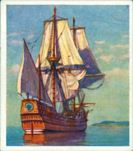 "Mayflower" (kolorowa litografia) autorstwa English School