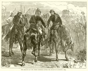 Spotkanie Trzech Generałów po odsieczy Lucknow, 1857 autorstwa English School