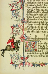 Kupiec, faksymile z Opowieści kanterberyjskich, Geoffrey Chaucer (ok. 1342-1400) autorstwa English School