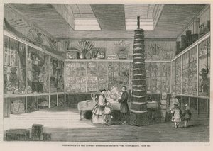 Muzeum Londyńskiego Towarzystwa Misyjnego na Bloomfield Street, opublikowane w Illustrated London News, 25 czerwca 1859 r. autorstwa English School