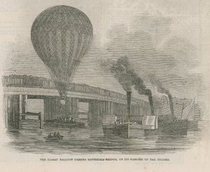 Balon Nassau mijając Battersea Bridge autorstwa English School