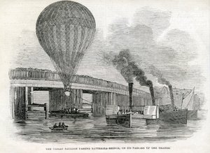 Balon Nassau mijając Battersea Bridge autorstwa English School