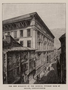 Nowe budynki Cesarskiego Banku Osmańskiego w Galata, Konstantynopol (rycina) autorstwa English School