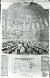 The New Reading-Room, British Museum, opublikowana w The Illustrated London News, 9 maja 1857 autorstwa English School