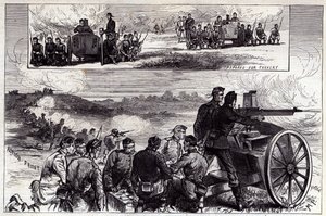 The Nordenfelt Guns w Aldershot, z Illustrated London News, wrzesień 1885 autorstwa English School