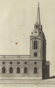North West Prospect kościoła parafialnego St Benet Gracechurch, Londyn