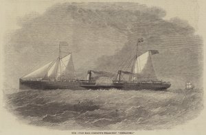 Statek parowy „Connaught” firmy Ocean Mail Company (grawerowanie) autorstwa English School
