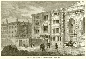 Stara Poczta, przy Lombard Street, około 1800 autorstwa English School