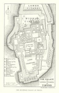 Pałac lub Górna Cytadela w Tiryns (litografia) autorstwa English School