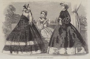 Paris Fashions na sierpień (grawerowanie) autorstwa English School