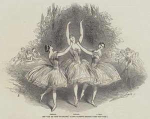 „Pas de Trois des Graces” w Teatrze Jej Królewskiej Mości (rycina) autorstwa English School