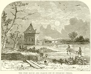 Pest House i Plague Pit w Finsbury Fields autorstwa English School