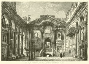 Piazza del Duomo, Spalato, Dziedziniec Pałacu Dioklecjana (rycina) autorstwa English School