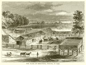 Miejsce straceń, Tyburn, 1750 autorstwa English School