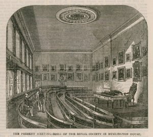 Obecna sala posiedzeń Towarzystwa Królewskiego w Burlington House autorstwa English School