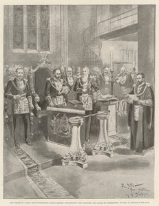 Książę Walii, Najbardziej Czcigodny Wielki Mistrz, tworzący lożę masońską Chancery Bar, nr 2456, w Lincoln