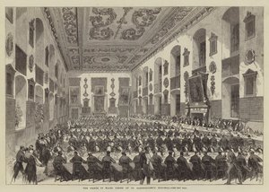 Książę Walii spożywający posiłki w szpitalu św. Bartłomieja (grawerowanie) autorstwa English School