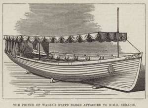 Barka Stanowa Księcia Walii dołączona do HMS Serapis (rycina) autorstwa English School