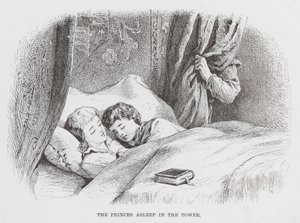 Książęta śpiący w wieży (rycina) autorstwa English School
