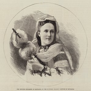 Księżniczka Elżbieta Rumuńska w rumuńskim stroju chłopskim (rycina) autorstwa English School
