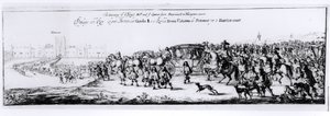 Procesja Karola II (1630-85) i jego nowej królowej Katarzyny Braganzy (1638-1705) z Portsmouth do Hampton Court, 1662 autorstwa English School