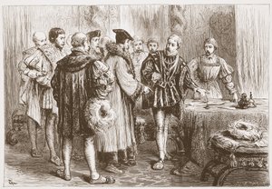 Książęta protestanccy podpisujący spowiedź, ilustracja z Historii protestantyzmu Jamesa Aitkena Wylie (1808-1890), wyd. 1878 autorstwa English School