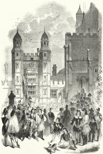 Quadrangle of Eton College w poranek Montem (grawerunek) autorstwa English School