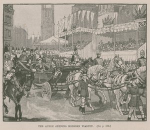 Królowa otwierająca wiadukt Holborn w Londynie autorstwa English School