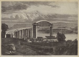 Most kolejowy w Saltash, I K Brunel, inżynier (rycina) autorstwa English School