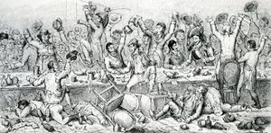 Kolacja reformatorów, ilustracja zaczerpnięta z Satyryka, 1809 autorstwa English School