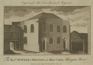 Spotkanie Wielebnego Pana Webbsa w Hare Court, Aldersgate Street autorstwa English School