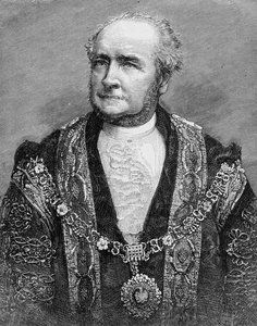 Właściwy kochanie. Alderman G. S. Nottage, nowy burmistrz Londynu, ilustracja z „The Illustrated London News”, 1884