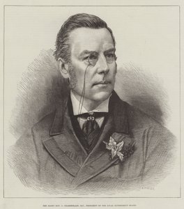 Szanowny J. Chamberlain, Poseł, Przewodniczący Rady Samorządu Terytorialnego (rycina) autorstwa English School