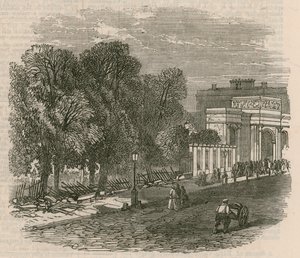 Zamieszki w Hyde Parku: Zepsute barierki w Hyde Park Corner autorstwa English School