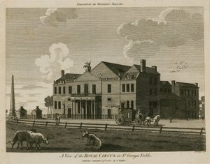 Cyrk Królewski w St Georges Fields, Surrey, w pobliżu Obelisku autorstwa English School