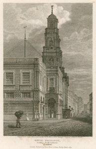 The Royal Exchange, Londyn, patrząc na południowy zachód autorstwa English School