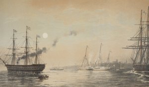 Królewski Jacht off Margate wieczór 5 marca 1863, z Pomnika małżeństwa Edwarda VII i Aleksandry z Danii, wyd. 1864 autorstwa English School
